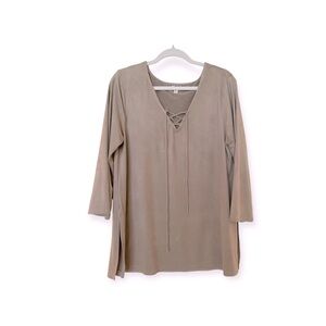 Women's Tan Lace-Up Top